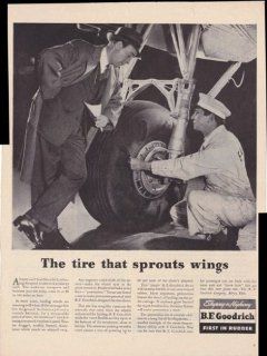 BF Goodrich Tires That Sprout Wings Plane Tires 1945 Vintage Antique Advertisement  Prints  