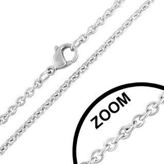 N153 N153 2mm Stainless Steel Oval Link Lobster Claw Clasp Chain Necklace Jewelry