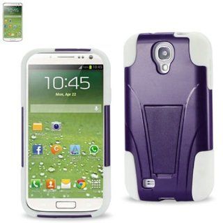 [JNJ] Samsung Galaxy S4 S IV I9500 Impact Hybrid Case Double Layer W/ KickStand Purple White Cell Phones & Accessories
