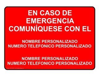 In Case Of Emergency Please Contact Custom Spanish Sign NHS 14090  Business And Store Signs 