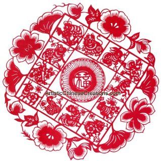 Chinese Products / Chinese Folk Art / Chinese Paper Cuts   Good Fortune / 12 Chinese Zodiac Symbols   Prints