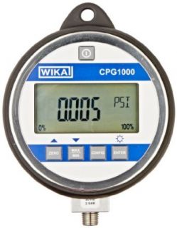 WIKA 50578375 Digital Test Pressure Gauge, Stainless Steel 316L Wetted Parts, 5 1/2" Dial, 0 10000 psi Range, +/ 0.05% Accuracy, 1/4" Male NPT Connection, Bottom Mount Industrial Pressure Gauges