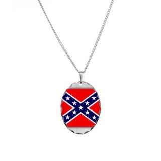 Necklace Oval Charm Rebel Confederate Flag HD Pendant Necklaces Jewelry