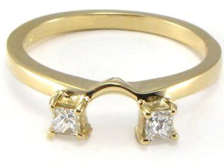 .25 ct Princess Diamond Ring Wrap Guard Enhancer 14k yellow gold Wedding Bands Jewelry