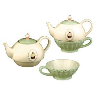 Grasslands Road Just Desserts Cupcake 32 Ounce Tea for One Teapot and Teacup Set Kitchen & Dining