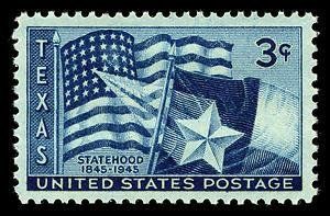 1945 "Texas Statehood" 3 Cents Stamp (#938) 