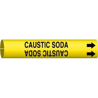 Brady 4021 G Brady Strap On Pipe Marker, B 915, Black On Yellow Printed Plastic Sheet, Legend "Caustic Soda" Industrial Pipe Markers