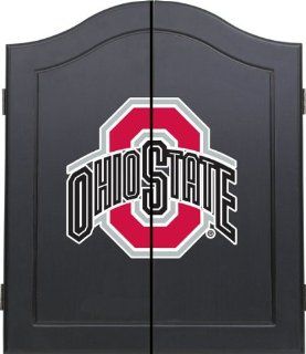 Ohio State Dart Board Cabinet Black Wood  Sports Fan Dart Equipment  Sports & Outdoors
