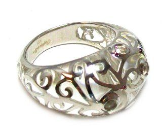 Angelique De Paris Contessa Platinum Rhodium Finish Resin Band Ring in Clear Size 8 Angelique De Paris Jewelry