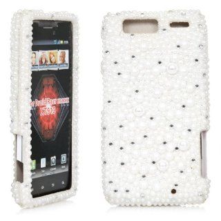 iSee Case Bling Bling Rhinestone Crystal Full Cover Case for Motorola Droid RAZR Maxx XT913 XT 916 (XT913 3D Pearl) (White Pearl) Cell Phones & Accessories