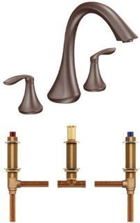Moen T943ORB 4792 Eva Two Handle High Arc Roman Tub Faucet with Valve, Oil Rubbed Bronze   Faucet And Valve Washers  