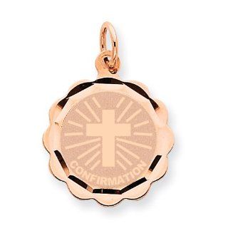 14k Gold Rose Gold Confirmation Disc Charm Jewelry