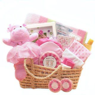 For a Precious New Baby Girl Gift Basket   Great Shower Gift Idea for Newborns  Moses Basket Organic  Baby