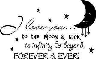 (32"x20") I love you to the moon and back, to infinity and beyond, forever and ever cute baby nursery wall art wall sayings vinyl decals (32"x20")   Wall Banners