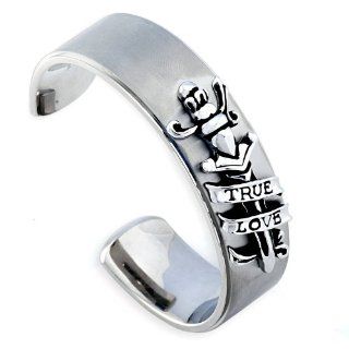 Ed Hardy True Love Cuff Bracelet In Stainles Steel Jewelry