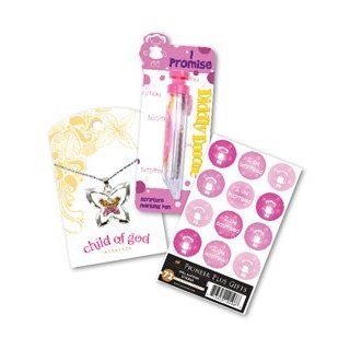 LDS Girls "I Promise" Baptism Gift Pack   Diddly Doodle Marking Pen, Butterfly "Child of God" Necklace, Baptism Stickers 