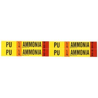 Brady 90482 Ammonia (IIAR) Pipe Markers, B 946, 1 1/8" Height X 7" Width, Black, Orange, Red On Yellow Pressure Sensitive Vinyl, Legend "PS   Ammonia" Industrial Pipe Markers