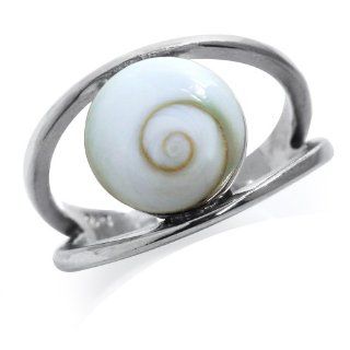 Shiva Shell 925 Sterling Silver Solitaite Ring Size 8 SilverShake Jewelry