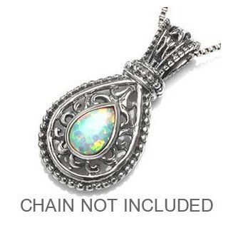 Created Opal 925 Sterling Silver Filigree Pendant SilverShake Jewelry