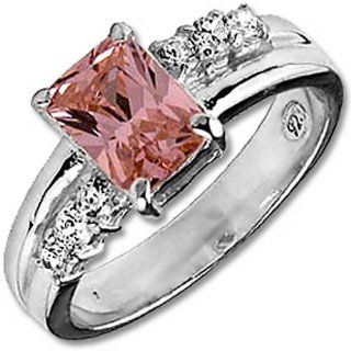 .925 Sterling Silver Pink Ice Cocktail Ring Jewelry