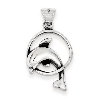 925 Sterling Silver Dolphin Charm 28mmx15mm Jewelry