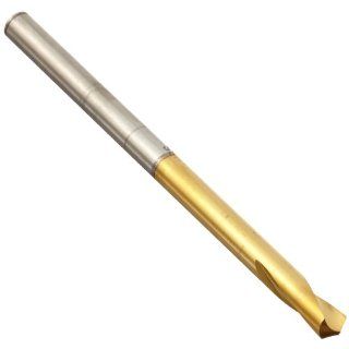 KEO 33142 High Speed Steel NC Spotting Drill Bit, TiN Coated, Round Shank, Right Hand Flute, 120 Degree Point Angle, 1/4" Body Diameter, 4" Overall Length