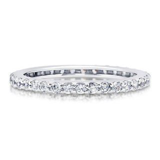 BERRICLE Cubic Zirconia CZ 925 Sterling Silver Eternity Fashion Right Hand Ring 1.5mm BERRICLE Jewelry
