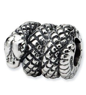 925 Sterling Silver Coiled Snake Reptile Jewelry Bead Jewelry