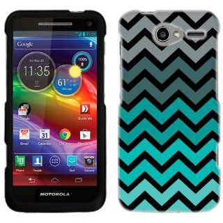 Motorola Electrify M Chevron Grey Green Turquoise on Black Phone Case Cover Cell Phones & Accessories