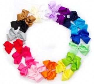 Ema Jane   Large (4.3 in Wide) Grosgrain Hair Bows Secured to Double Prong Clips,Set of 18 Clothing
