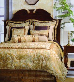 Jennifer Taylor 10 Pcs Comforter Set, Oversize King, ST.LUCIA Collection   Gold St Lucia Comforter