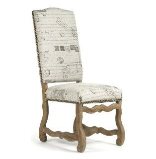 Marcelle French Country Linen Script Camel Back Dining Chair   French Furniture