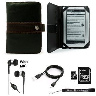 Black Brown Agenda Lining Leather Flip Jacket Portfolio Cover Carrying Case for Sony PRS 950 Electronic Reader eReader Device ( PRS 950 PRS950 )(Compatible with all colors) + Indlues a 4 Inch Determination Hand Strap + Includes a USB Data Sync Cable for yo