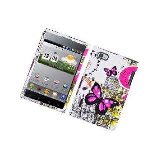LG Intuition VS950 Optimus Vu P895 White Pink Butterfly Cover Case Cell Phones & Accessories