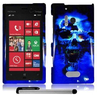 Mysterious Sapphire Skull Distinctive Artistic Design Protector Hard Cover Case for Nokia Lumia 928 (Verizon) Microsoft Windows Phone 8 + Free 1 Garnet House New 4"L Silver Stylus Touch Screen Pen Cell Phones & Accessories