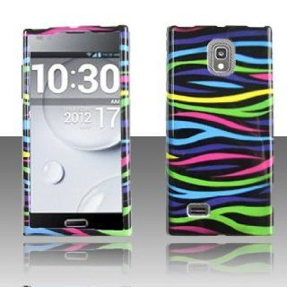 LG Spectrum 2 II VS930 VS 930 Black with Color Rainbow Zebra Animal Skin Design Snap On Hard Protective Cover Case Cell Phone Cell Phones & Accessories