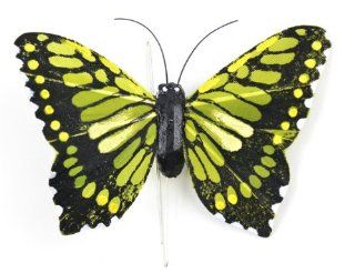 Touch of Nature 23092 Feather Butterfly, 3 1/4 Inch, Green/Black