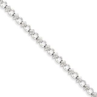 Sterling Silver Diamond Bracelet Link Charm Bracelets Jewelry
