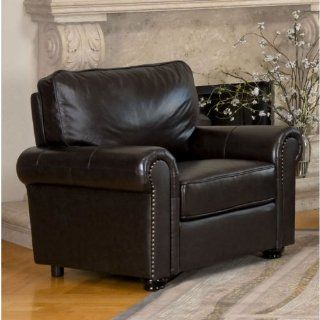 London Top Grain Leather Armchair in Dark Brown By Abbyson Living   Living Room Furniture Sets