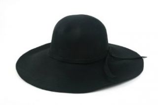 Winter Floppy Wide Brim Wool Hats With Bow Trim 958SH (Black)