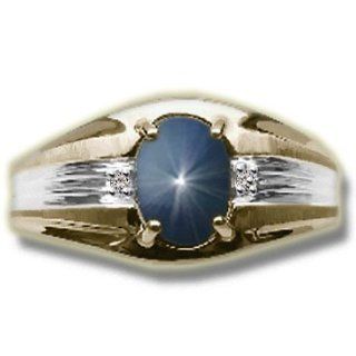 .015 ct 8X6 Mens Blue Star Sapphire Wedding Bands Jewelry