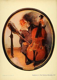 1907 Print Virtuoso Playing Cello Frank X Leyendecker   Original Color Print  