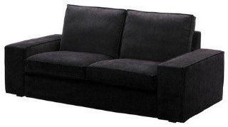 Ikea Kivik Loveseat Cover 2 Seat Sofa Slipcover Corduroy, Tranas Black   Kivik Sofa Bed