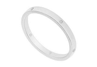 2MM Comfort Fit Flat Wedding Band with Diamonds 14K White Gold   0.05 CT TDW LOVEBRIGHT Jewelry