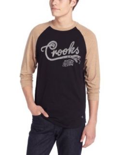 Crooks & Castles Men's Knit Baseball Raglan MVP T Shirt, Black/Oatmeal Heather, Small/Petite at  Mens Clothing store