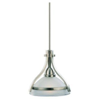 Sea Gull Lighting 61115 962 Eternity One Light Mini Pendant, Brushed Nickel Finish with Satin Etched Glass   Ceiling Pendant Fixtures  