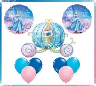 Disney Princess 33" Cinderella Carriage Happy Birthday Jumbo Mylar Foil Balloon Set   Children's Party Supplies Toys & Games