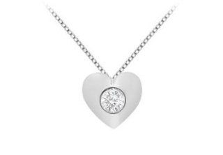 14K White Gold Heart Design Pendant with Single 0.10 Carat Diamond SUMMI Jewelry