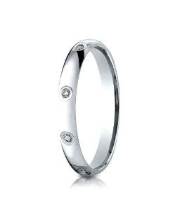 Benchmark Platinum 3mm Comfort Fit Burnish Set 8 Stone Diamond Eternity Wedding Band Ring (0.16 ct.) Jewelry