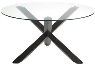 Bravo Contemporary 55 In Round Glass Top Dining Table  